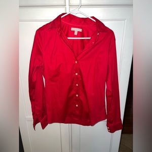 Cherry Red Banana Republic Button Down Dress/Work Shirt Women Size 10 Fitted